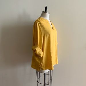 Old Navy XL Yellow V-Neck Peasant Shirt Blouse NWT
